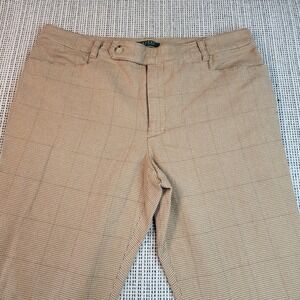 Lauren Ralph Lauren Pants Womens 16 Beige‎ Check Adelle Straight Leg Stretch